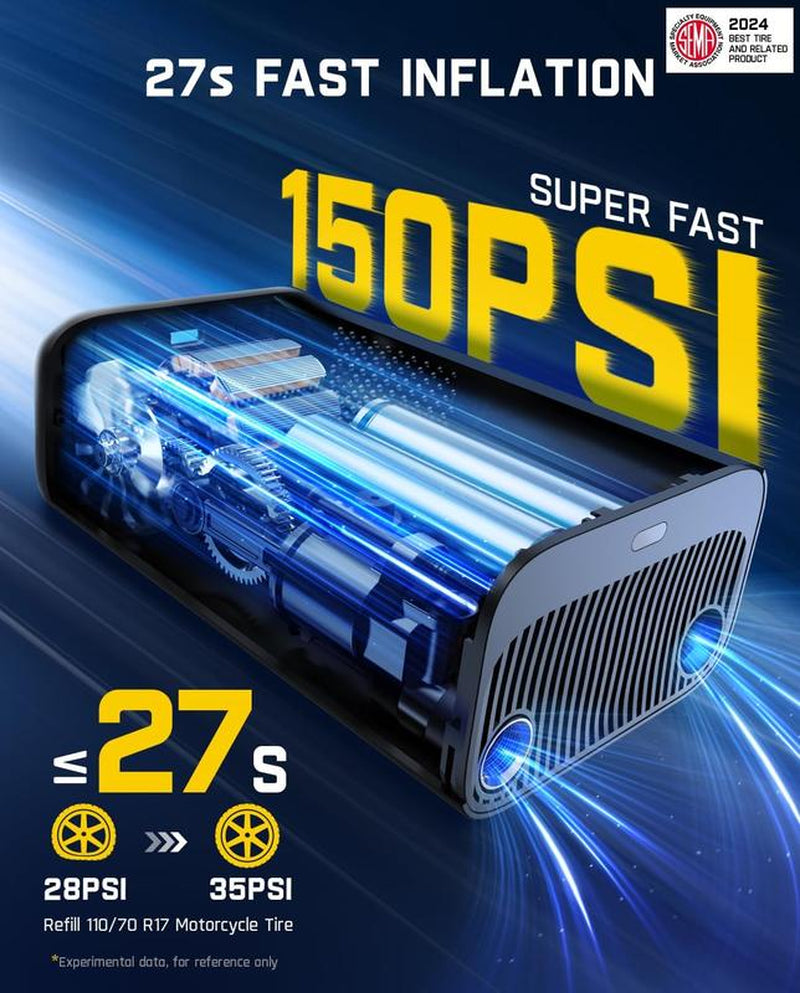 TireMaster Portable Tire Inflator – Smart ON/OFF Hose Design for Effortless Inflation Anywhere